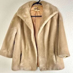 Vintage Frost Brothers Luxurious Cream Faux Fur Coat